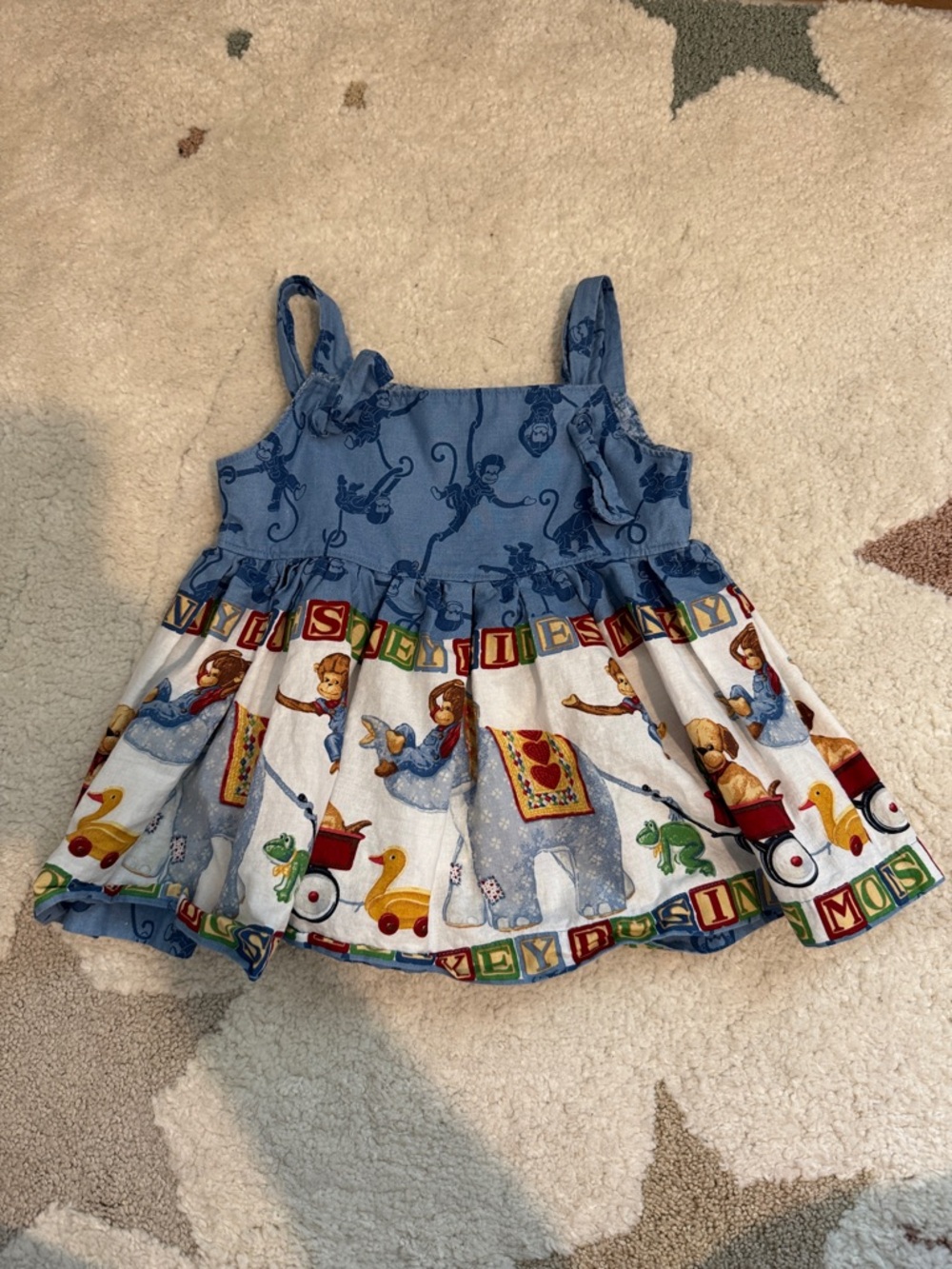 Blue Toy-Print Toddler Dress